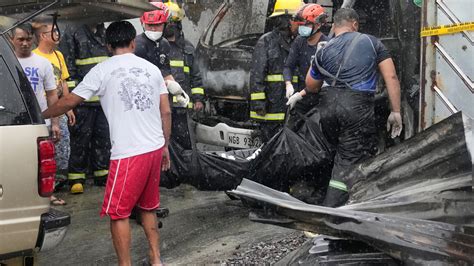 Rain and a wrong address delayed firefighters reaching a Philippine factory blaze. 15 people died